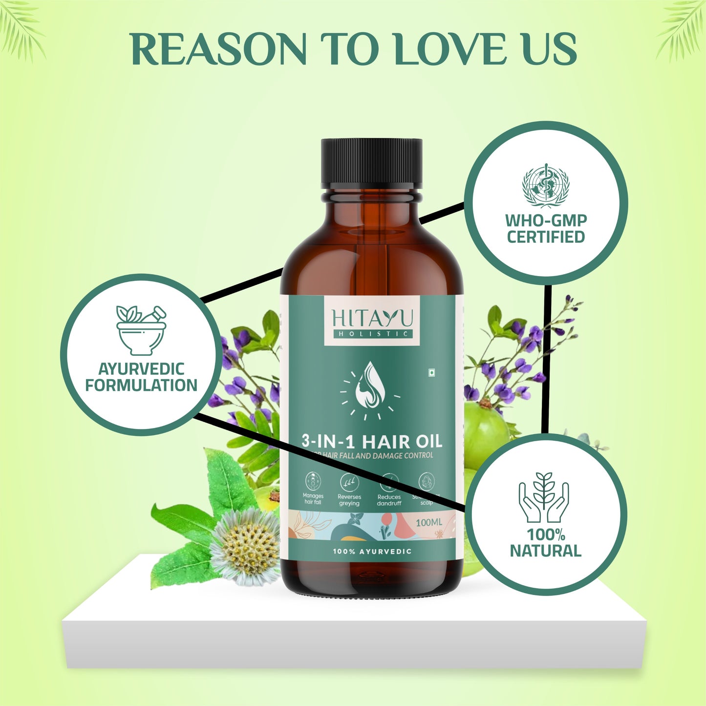 3‑in‑1 Ayurvedic Hair Oil | Chemical-Free | With 30+ Ayurvedic Herbs