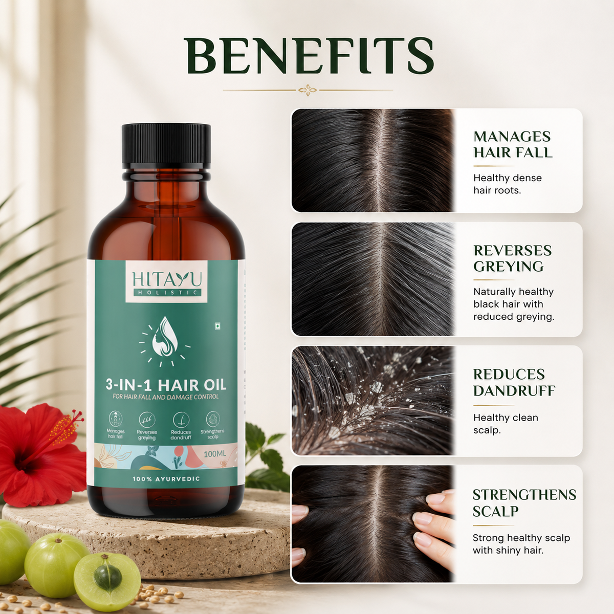 3‑in‑1 Ayurvedic Hair Oil | 100ml