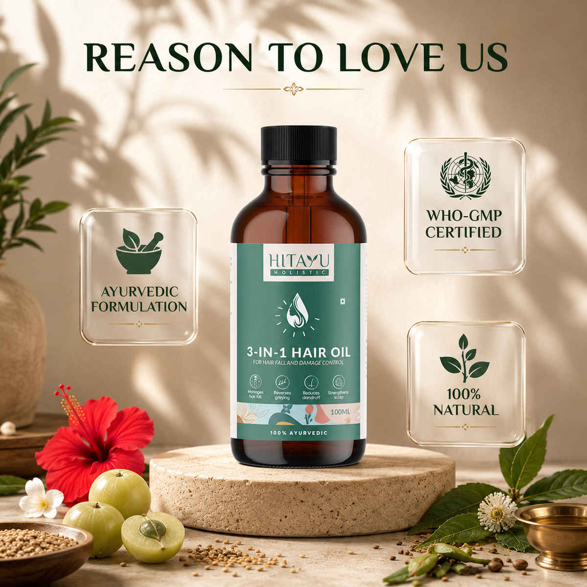 3‑in‑1 Ayurvedic Hair Oil | 100ml